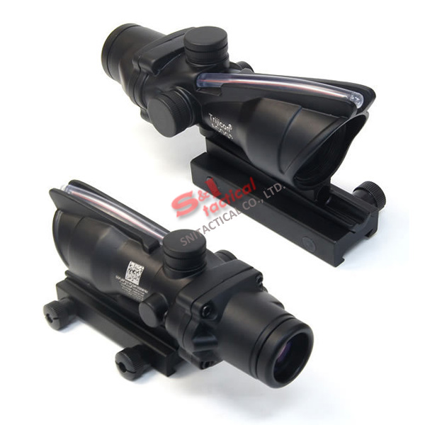 4x32 ACOG Style Optical Tactical Scope W/ Red Fiber Crosshair re